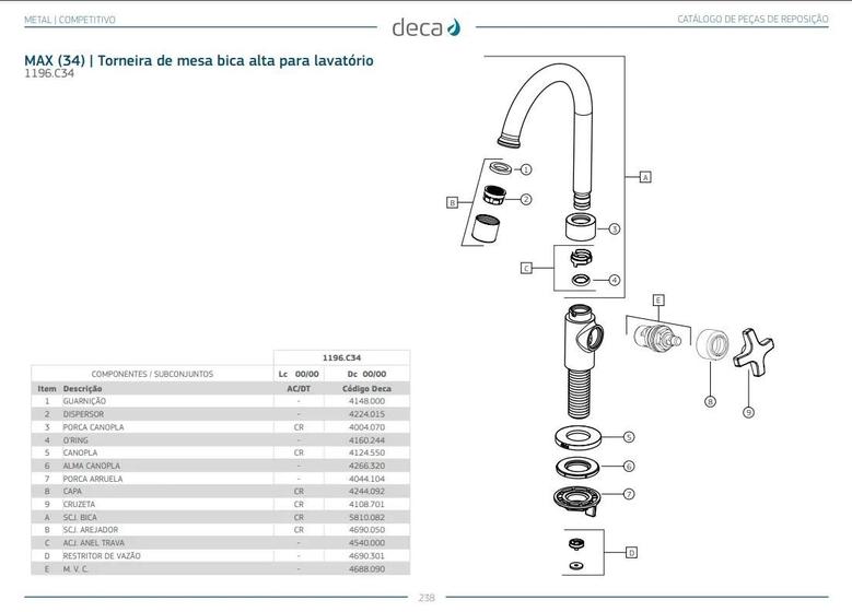 Imagem de Cruzeta C-34 Rosca Para Acabamento Max Deca Original