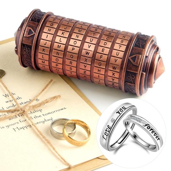 Imagem de Cryptex Miniatura TUPARKA - Código Da Vinci com Anéis e Cartão