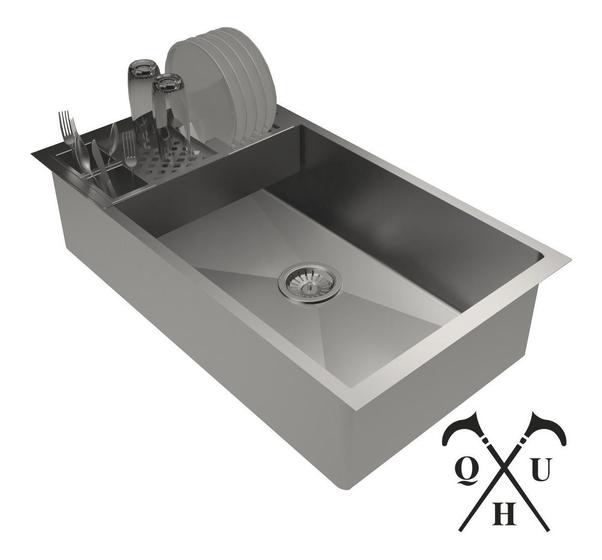 Imagem de Cuba 70x40 Cozinha Calha Escorredor Com Válvula