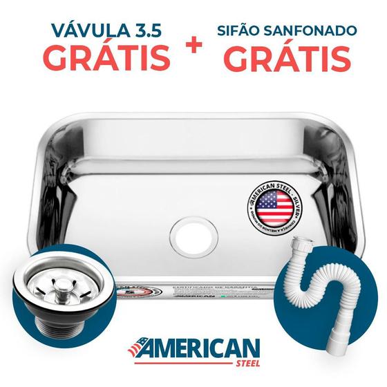 Imagem de Cuba Aço Inox American Steel N 2 56x34X17 + Válvula  + Sifão