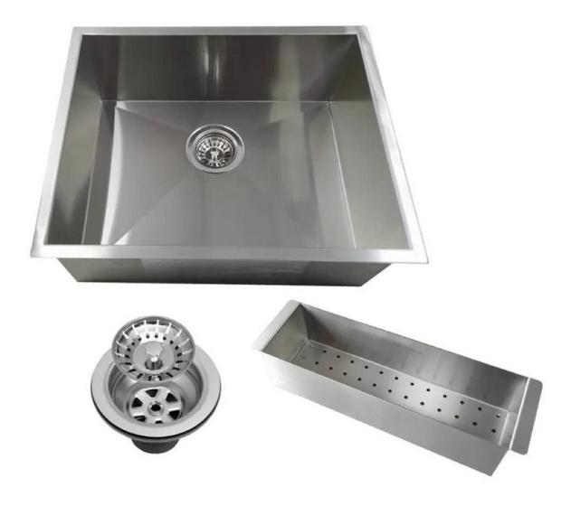 Imagem de Cuba Aço Inox Com Escorredor 60x40 C/ Valvula 3 1/2