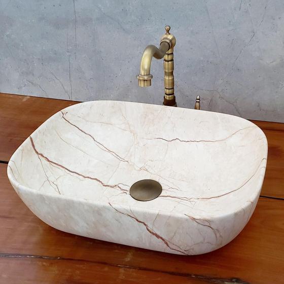 Imagem de Cuba Apoio Evier Ivory Marble Banheiro Lavabo Marmorizado