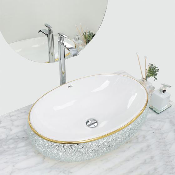 Cuba Cerâmica Banheiro/Lavabo Luxo 62x42 cm Menor preço em Cuba Cerâmica Banheiro/Lavabo Luxo 62x42 cm