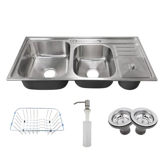 Cuba Cozinha Dupla Gourmet Com Acessórios Inox 304 modelo Geminus Tubrax Menor preço em Cuba Cozinha Dupla Gourmet Com Acessórios Inox 304 modelo Geminus Tubrax