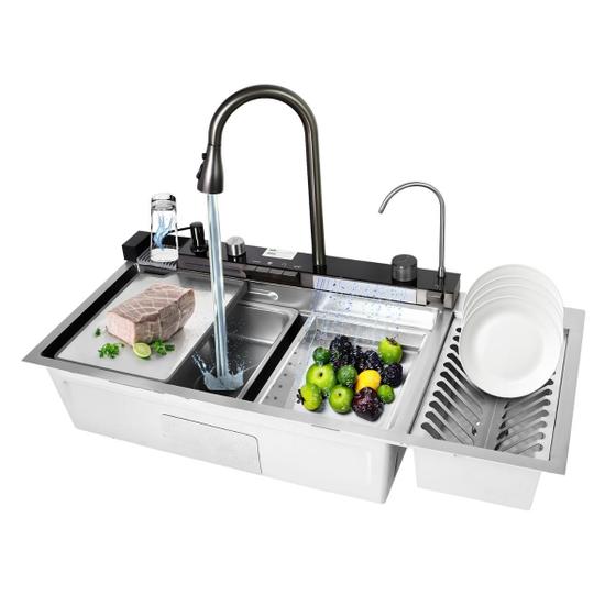 Imagem de Cuba cozinha gourmet aço inox 304 multifuncional com calha