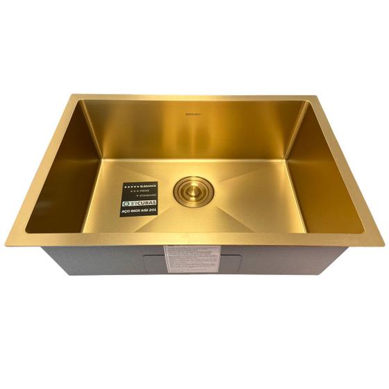 Imagem de Cuba de aco inox 201 premium 650x450x200mm espessura 0.8mm acabamento dourado br cubas