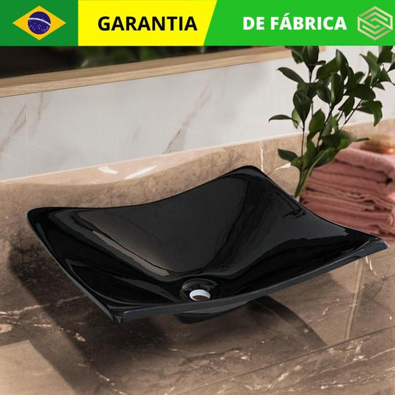 Imagem de Cuba de Apoio para banheiro Preta 42x32 cm retangular lavabo