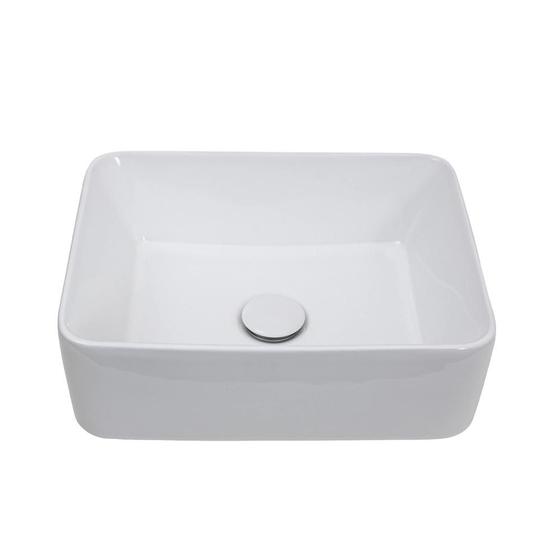 Imagem de Cuba de Apoio para Banheiro Retangular Louça Cerâmica Galena Pingoo.casa - Branco