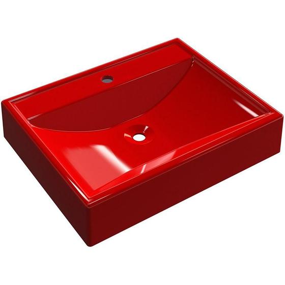 Imagem de Cuba de Apoio Retangular C01 Para Banheiro RT49 Vermelho - Lyam Decor
