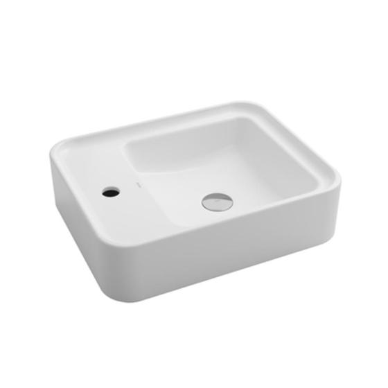 Imagem de CUBA DE APOIO RETANGULAR COM MESA LATERAL 500x400 DOCOLFRAME BRANCO 01610326