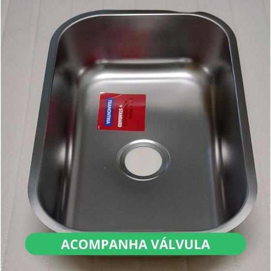 Imagem de Cuba de Embutir Retangular 47 BL Standard 47x30cm Com Válvula Tramontina Inox