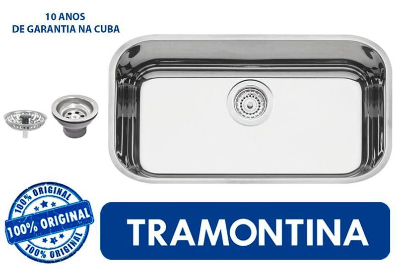 Imagem de Cuba de embutir Tramontina Lavínia 56 BL em Aço Inox Alto Brilho (56x34 cm) (válvula 4 1/2)