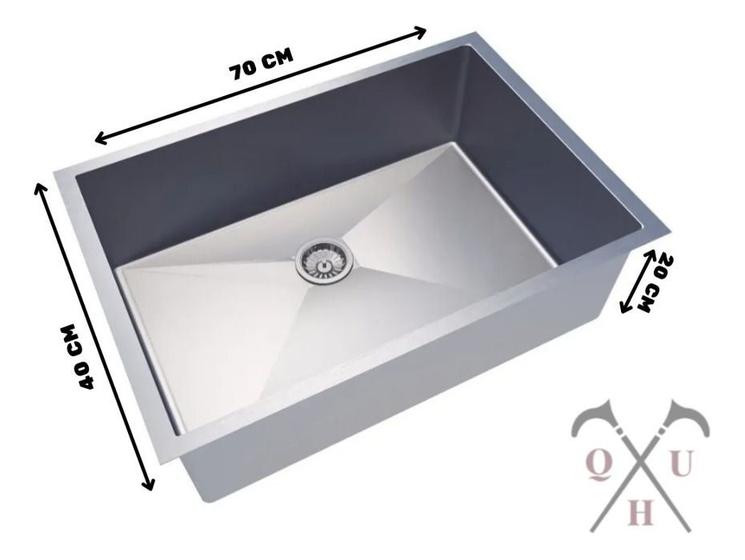 Imagem de Cuba De Inox 70x40 Quadrada Com Válvula Pia Sacada Gourmet