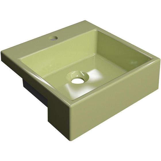 Imagem de Cuba de Semi Encaixe Quadrada C01 Para Banheiro XQ355 Verde Acqua - Lyam Decor