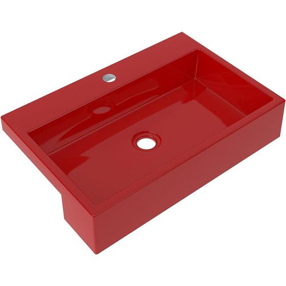 Imagem de Cuba de Semi Encaixe Retangular C01 Para Banheiro XRT55 Vermelho - Lyam Decor