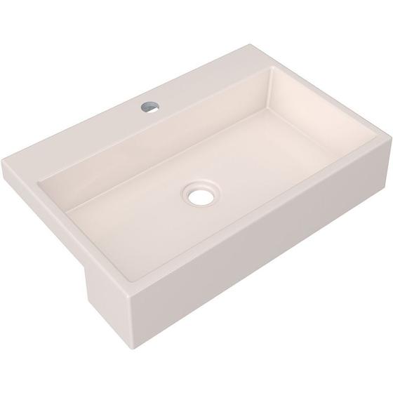 Imagem de Cuba de Semi Encaixe Retangular Para Banheiro XRT55 Bege - Lyam Decor
