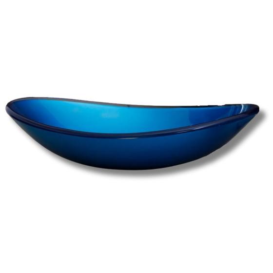 Imagem de Cuba de Vidro Banheiro Lavabo Oval Canoa 47,5cm - Modelo de Apoio 8mm