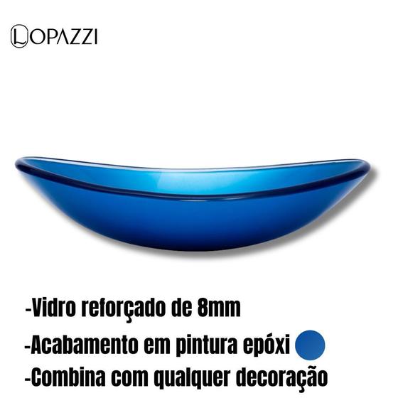 Imagem de Cuba de vidro reforçado oval canoa modelo apoio p/ banheiros e lavabos - varias cores brilhantes
