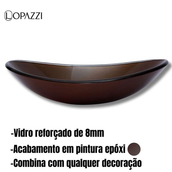 Imagem de Cuba de vidro reforçado oval canoa modelo apoio p/ banheiros e lavabos - varias cores brilhantes