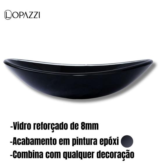 Imagem de Cuba de vidro reforçado oval canoa modelo apoio p/ banheiros e lavabos - varias cores brilhantes