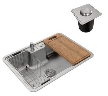 Imagem de Cuba Docol Massima com Acessório Válvula e Lixeira 68x48 Inox