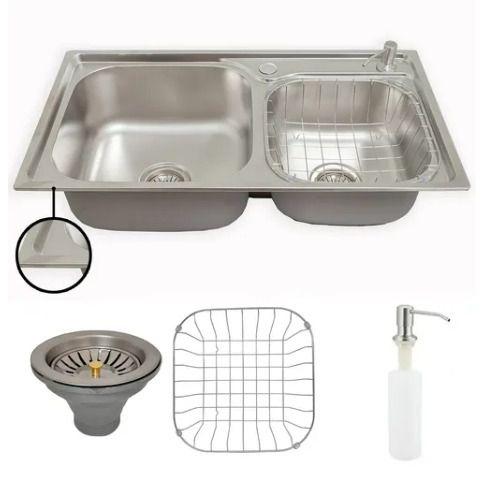 Cuba dupla cozinha gourmet com kit acessórios aço inox é boa?