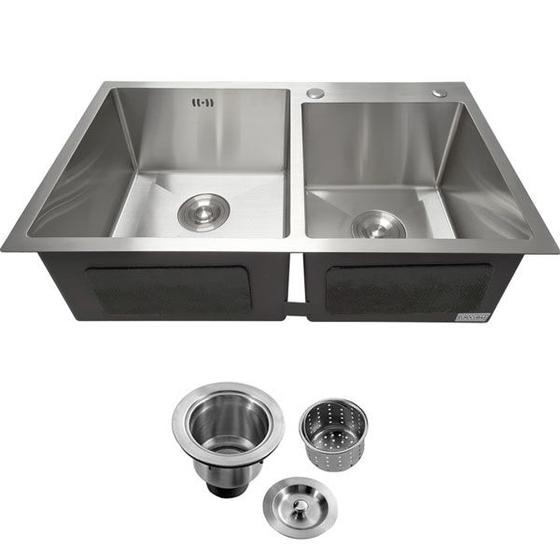 Cuba Dupla Inox 304 Quadrada Gourmet Plana Cozinha 78x45 com Válvula SMARTINOX SQ804 Menor preço em Cuba Dupla Inox 304 Quadrada Gourmet Plana Cozinha 78x45 com Válvula SMARTINOX SQ804