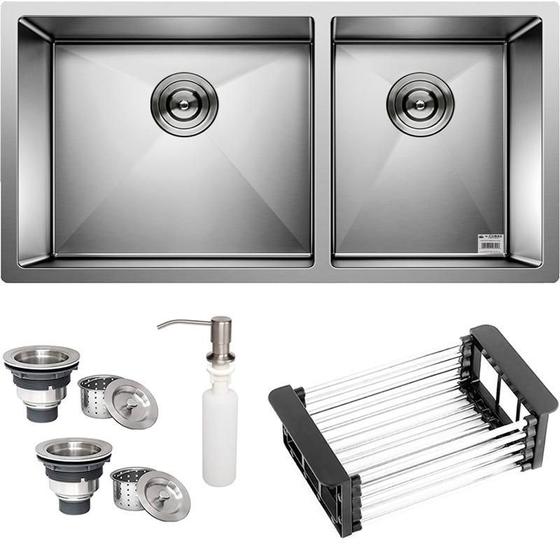 Imagem de Cuba Dupla Quadrada Inox 304 Gourmet 9040 Assimétrica