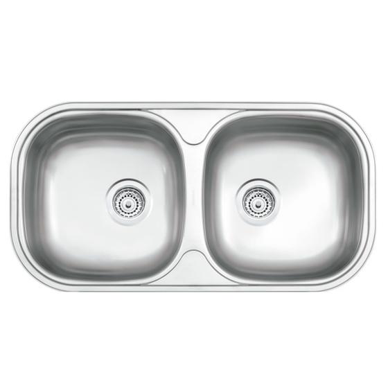 Imagem de Cuba Dupla Retangular 2C 34 BS Inox 78x39 cm Acetinado Prime com Válvula 4,5 Tramontina 94032102