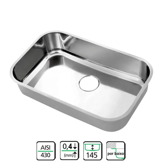 Imagem de Cuba Franke Docol Riva 56x34cm Inox Brilhante S/ Valv