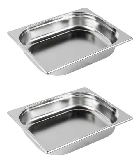 Imagem de Cuba Gastronômica Gn 1/2 65mm Inox Rechaud Buffet Kit 2 Pçs