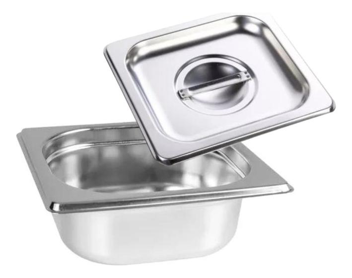 Imagem de Cuba Gastronomica Gn 1/6x65mm Com Tampa Aço Inox Buffet