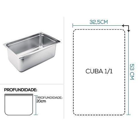 Imagem de Cuba Gastronomica Inox GN 1/1 x 200mm com tampa - Brasinox