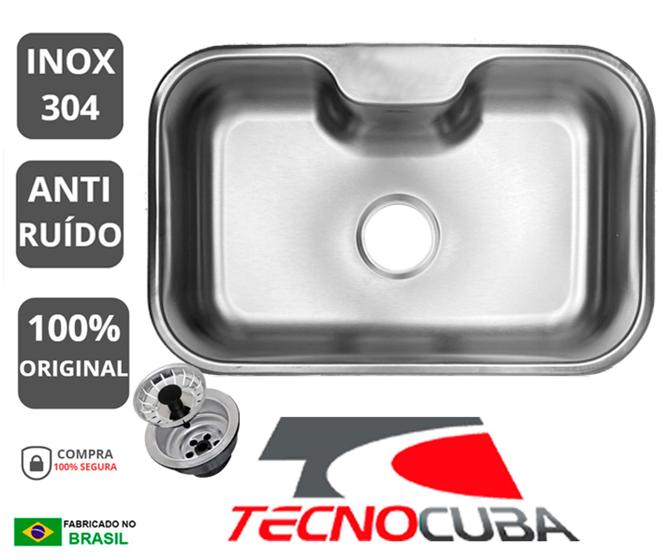 Imagem de Cuba gourmet 60X40X20 (INOX 304) - ESCOVADA + válvula 3 1/2- TECNOCUBA