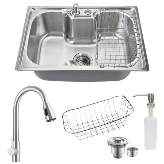 Imagem de Cuba gourmet 60x42cm em aço inox 304 com torneira extensível