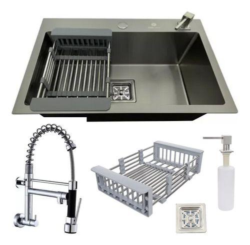 Imagem de Cuba Gourmet Quadrada 60x40cm Inox304 + Torneira De Parede