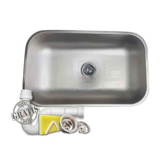 Imagem de Cuba inox cozinha n2 56x34x17cm escovada acetinada completa