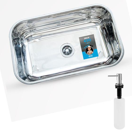 Imagem de Cuba inox funda dotec n2 56x34x17cm 430 com dosador de sabao