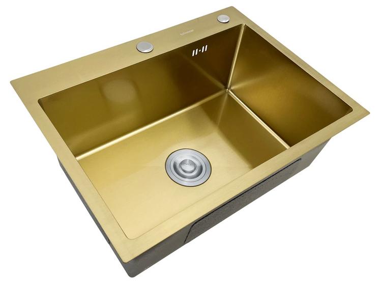 Imagem de Cuba Inox Gourmet Dourada Quadrada 60x45 Cozinha Acessórios Brinovar