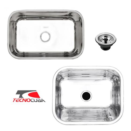 Imagem de Cuba Inox N2 56x34x14cm + Tanque Inox 40x40x22cm com Válvulas Gratuitas Tecnocuba