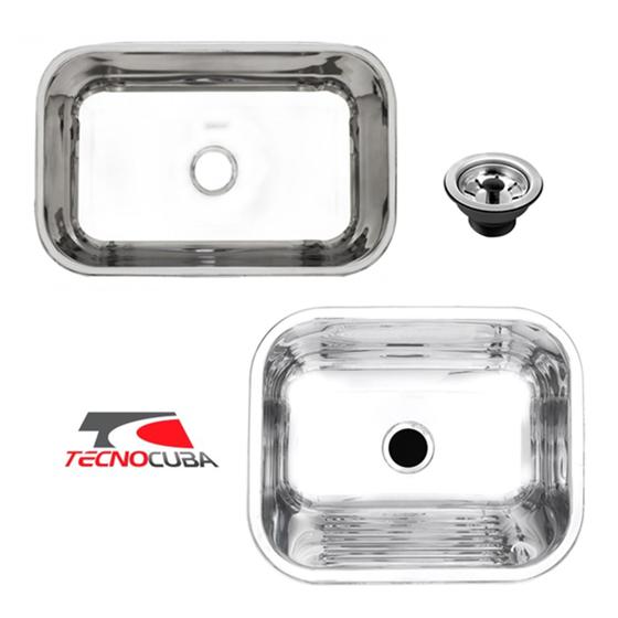 Imagem de Cuba Inox N2 56x34x14cm + Tanque Inox 50x40x22cm com Válvulas Gratuitas Tecnocuba