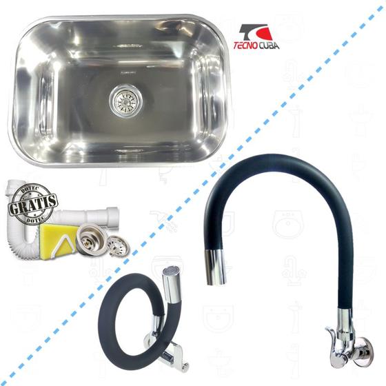 Cuba inox n2 56x34x17cm e torneira gourmet color para parede Menor preço em Cuba inox n2 56x34x17cm e torneira gourmet color para parede
