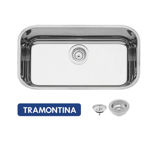 Imagem de Cuba Inox para Cozinha Tramontina Prime Alto Brilho N2 56x34x17cm Válvula 4 1/2 Luxo Gratuita