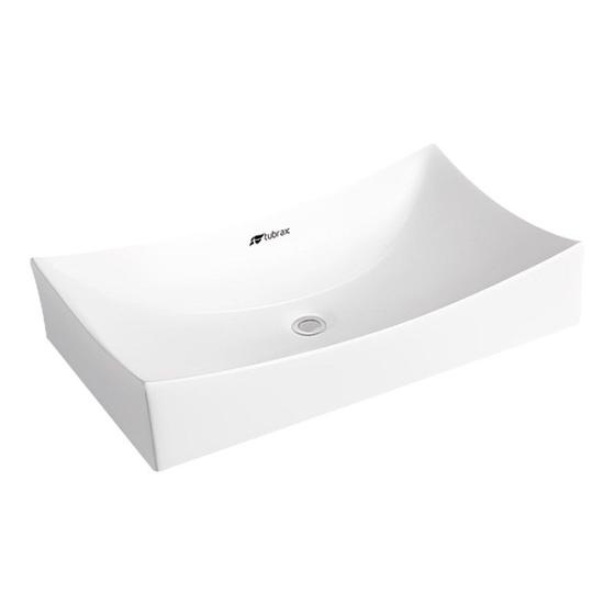 Cuba Lavabo Banheiro Em Cerâmica Louça Retangular Branca Tubrax BAB0002