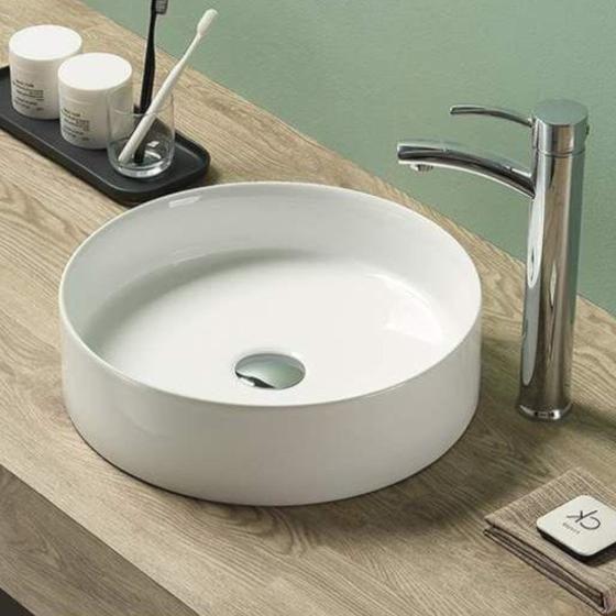 Menor preço em Cuba Para Banheiro / Lavabo Sobrepor Bancada Louça Porcelana Branca Redonda - CLV11