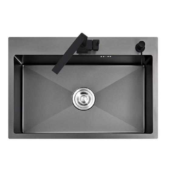 Imagem de Cuba Para Cozinha Aço Inox Quadrada Retangular 60 Cm - Preto