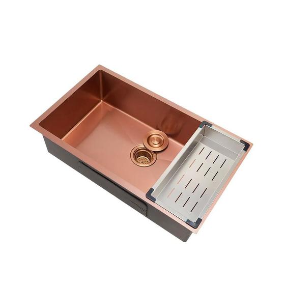 Imagem de Cuba Para Cozinha Gourmet Aço Inox 304 Terena 74x44 cm Pingoo.casa - Dourado Rose