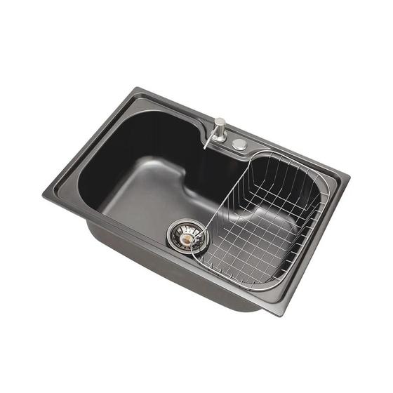 Imagem de Cuba para cozinha gourmet pia aço inox com acessórios Carajás pingoo.casa - Preto