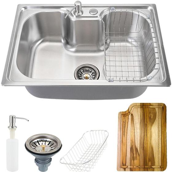 Cuba para Cozinha pia inox Com Acessórios Inox Carajás e Tábua De Corte PIngoo.casa Menor preço em Cuba para Cozinha pia inox Com Acessórios Inox Carajás e Tábua De Corte PIngoo.casa