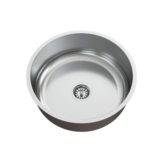 Imagem de Cuba para Cozinha Redonda Pia Inox 37x37x14cm Polida com Válvula GhelPlus